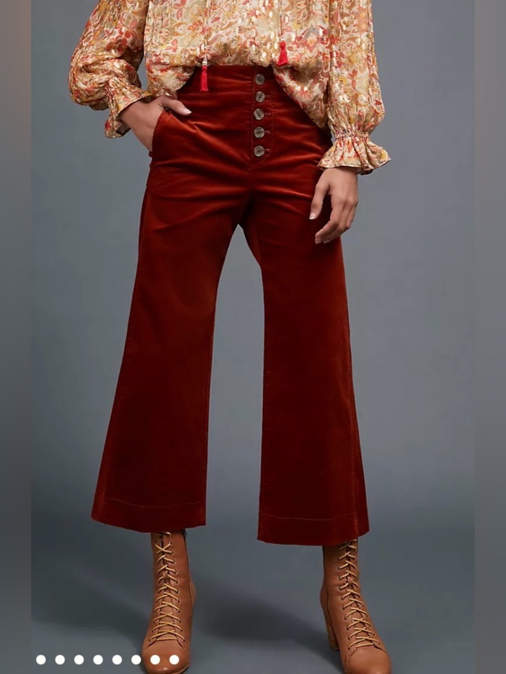 Anthropologie Harrison Corduroy High Rise Wide-Leg Button Fly Pants Size 10